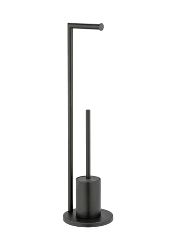 Wenko Toilettenpapier- und Bürstenhalter 2-in-1 FERLA in Schwarze Matte