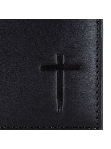 oxmox Leather Geldbörse RFID Schutz Leder 11 cm schwarz-freedom cross