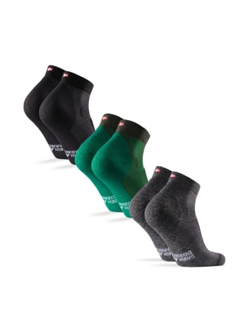 DANISH ENDURANCE Wandersocken Merino Hiking Low in black/green/grey