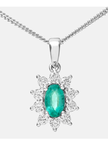 Diamant L'éternel Halskette mit Anhänger aus 750 Weißgold mit 18 Karat Diamant mit Smaragd