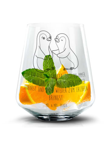 Mr. & Mrs. Panda Blümchentail Glas Pinguine trösten mit Spruch in Transparent