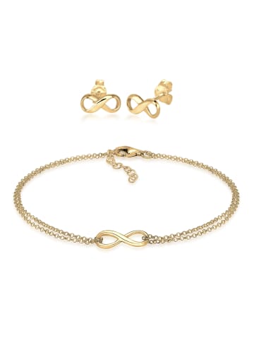 Elli Schmuckset 925 Sterling Silber Infinity in Gold