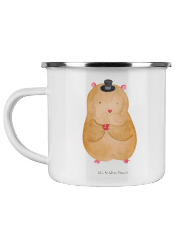 Mr. & Mrs. Panda Camping Emaille Tasse Hamster Hut ohne Spruch in Weiß