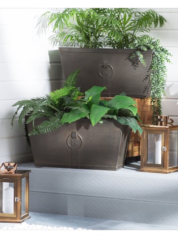 Beliani 2-tlg Outdoor Blumentopf PORIA in Grau