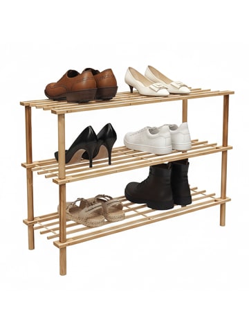 relaxdays Schuhregal in Natur - (B)74 x (H)48 x (T)26 cm