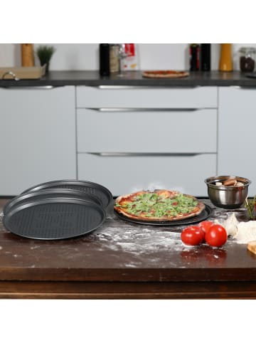 relaxdays 8 x Pizzablech in Anthrazit - Ø 29 cm