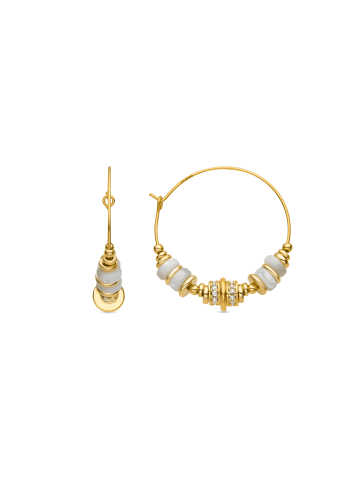 Luxenter Ohrringe aus 925er Sterlingsilber und weißem Perlmutt mit 18k Gelbgold-Finish