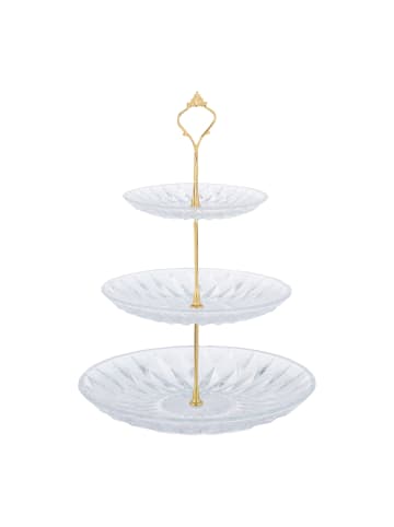 relaxdays Etagere in Transparent/ Gold - (H)33 x Ø 25 cm