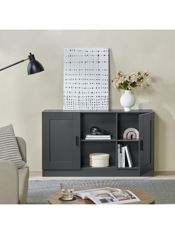 en.casa Sideboard Spøttrup in Grau (B)120cm (T)30.5cm (H)70cm