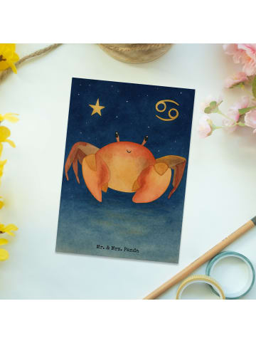 Mr. & Mrs. Panda Postkarte Sternzeichen Krebs Design ohne Spruch in Weiß