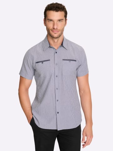 WITT WEIDEN Kurzarm-Hemd in rauchblau-weiß-gestreift