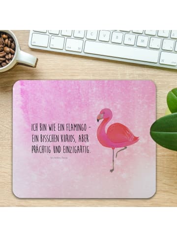 Mr. & Mrs. Panda Mouse Pad Flamingo Classic mit Spruch in Aquarell Pink