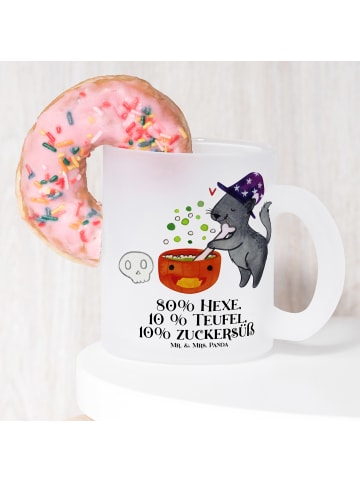 Mr. & Mrs. Panda Teeglas Kater Hexenkessel mit Spruch in Transparent