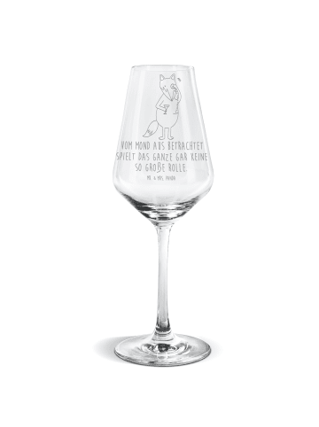 Mr. & Mrs. Panda Weißwein Glas Fuchs Lord mit Spruch in Transparent