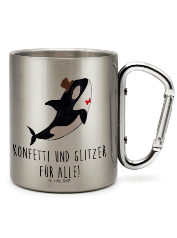 Mr. & Mrs. Panda Thermobecher Orca Zylinder mit Spruch in Silber
