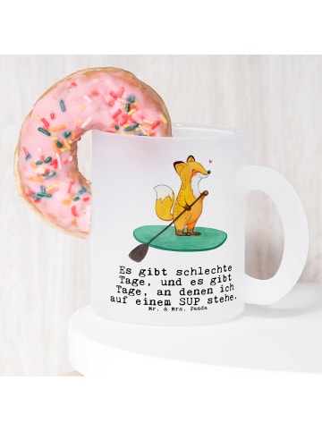 Mr. & Mrs. Panda Teetasse Fuchs Stand Up Paddling mit Spruch in Transparent