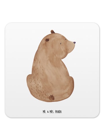 Mr. & Mrs. Panda Untersetzer für Gläser Bär Schulterblick ohne S... in Weiß