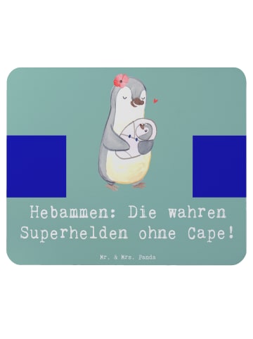 Mr. & Mrs. Panda Mouse Pad Hebamme Superheld mit Spruch in Meeresbrise