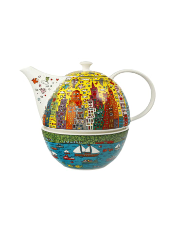 Goebel Teekanne mit Stövchen " James Rizzi - My New York City Sunset " in Bunt