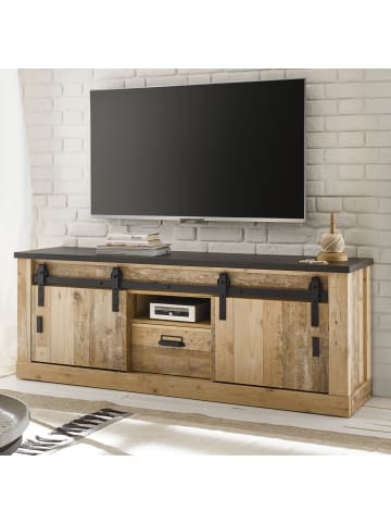 Furn.Design TV-Lowboard Used Wood hell, anthrazit 162 x 61 cm, TV Unterteil in Komforthöhe