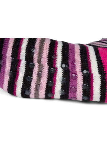 styleBREAKER ABS Kuschelsocken Streifen Flamingo in Schwarz