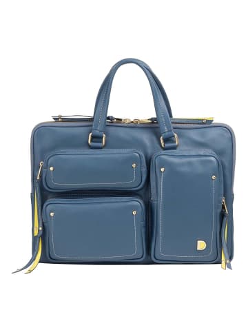 DuDu Pocket Aktentasche Leder 36 cm Laptopfach in denim blue