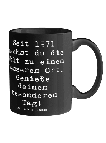 Mr. & Mrs. Panda Kaffeebecher Spruch 1971 Geburtstag mit Spruch in Schwarz