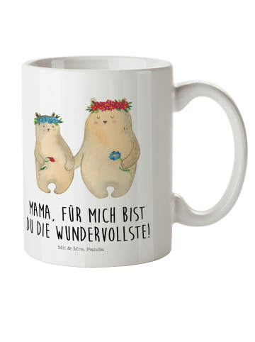 Mr. & Mrs. Panda Kindertasse Bären mit Blumenkranz mit Spruch in Weiß