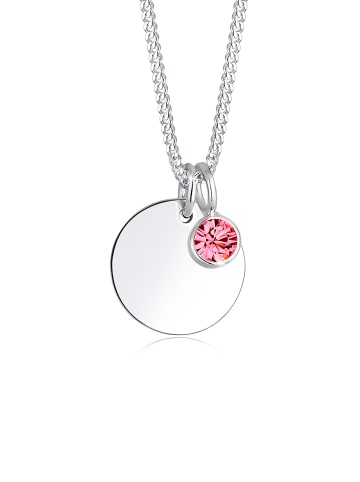 Elli Halskette 925 Sterling Silber Geburtsstein, Geburtsstein - April, Kreis in Pink