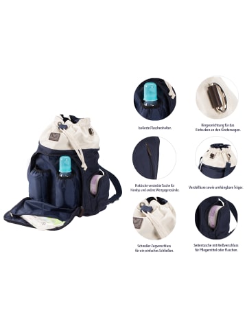 petit amour 2 in 1 Wickeltasche Wickelrucksack FREYA Dunkelblau-Weiß