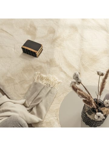 KADIMA DESIGN Hochflor Teppich Shaggy Unifarben Schlafzimmer in Creme