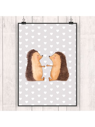 Mr. & Mrs. Panda Poster Igel Liebe ohne Spruch in Grau Pastell