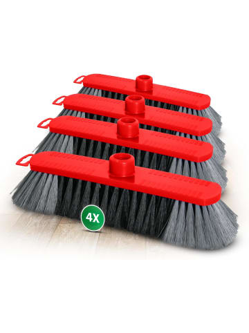 Novaliv Novaliv 4er Set Zimmerbesen 30 cm FEINE KUNSTBORSTEN Kehrbesen Rot Saa in Rot