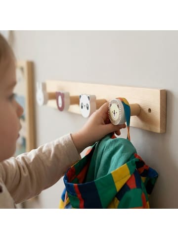 relaxdays Kindergarderobe "Tiere" in Mehrfarbig – (B)36 x (H)5 x (T)5 cm
