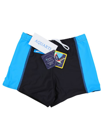Aquarti Aquarti Herren Badehose mit Reißverschlusstasche in schwarz/blau
