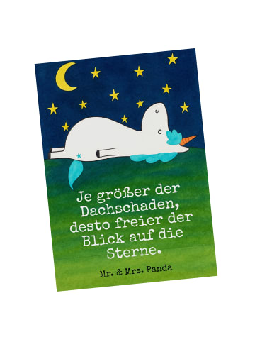 Mr. & Mrs. Panda Postkarte Einhorn Sternenhimmel Design mit Spruch in Weiß