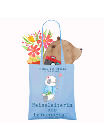 Mr. & Mrs. Panda Tragetasche Reiseleiterin Leidenschaft mit Spruch in Sky Blue