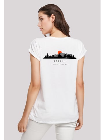 F4NT4STIC Extended Shoulder T-Shirt Escape Discover the World Asian Town in weiß