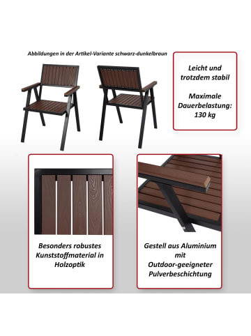 MCW 2er-Set Gartenstuhl J95 mit Outdoor-Beschichtung, Gestell schwarz, dunkelbraun