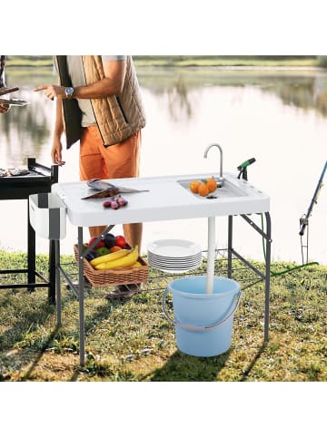COSTWAY Klappbarer Fischreinigungstisch in Weiß
