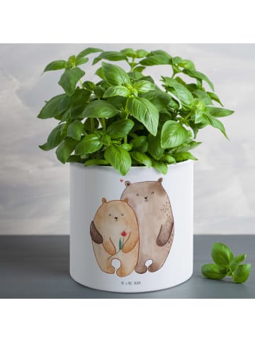 Mr. & Mrs. Panda Blumentopf Groß Bären Liebe ohne Spruch in Weiß