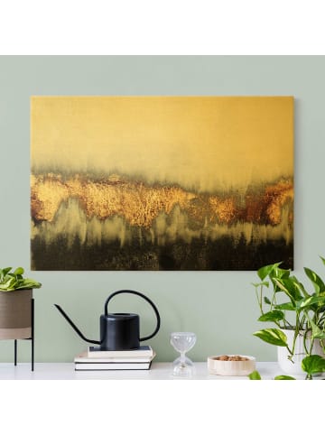 WALLART Leinwandbild Gold - Goldspuren in Aquarell in Gold