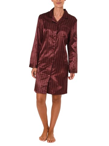 NORMANN Satin Nachthemd langen Ärmeln zum durchknöpfen - 47649 in bordeaux