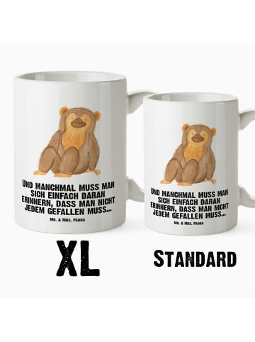 Mr. & Mrs. Panda Große Teetasse Affe mit Spruch in Weiß