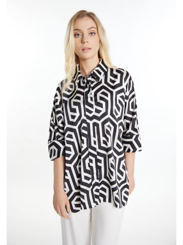 DreiMaster Damen Hemdbluse in Schwarz Wollweiss