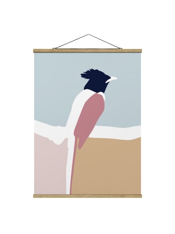 WALLART Stoffbild mit Posterleisten - Line Art Vogel Pastell in Rosa