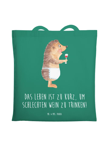Mr. & Mrs. Panda Beutel Igel Wein mit Spruch in Mint