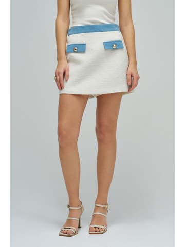 Salsa Jeans Shorts Tweed Skort With Denim Belt in Light Beige