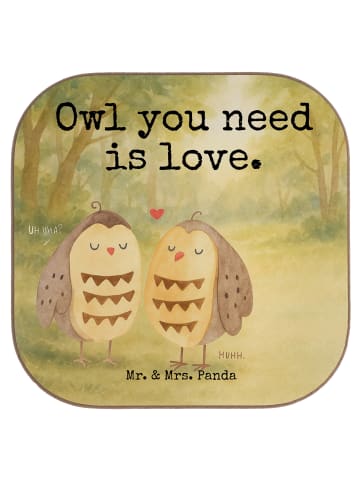 Mr. & Mrs. Panda Untersetzer Eulen Liebe Design mit Spruch in Weiß