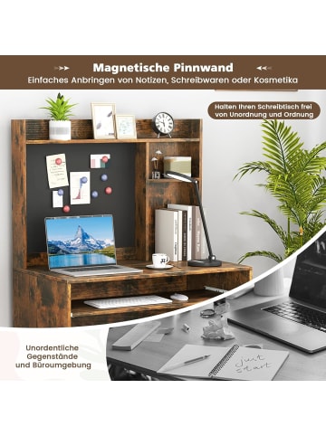 COSTWAY Schreibtisch mit magnetischer Pinnwand 89 x 50 x 138 cm in Braun